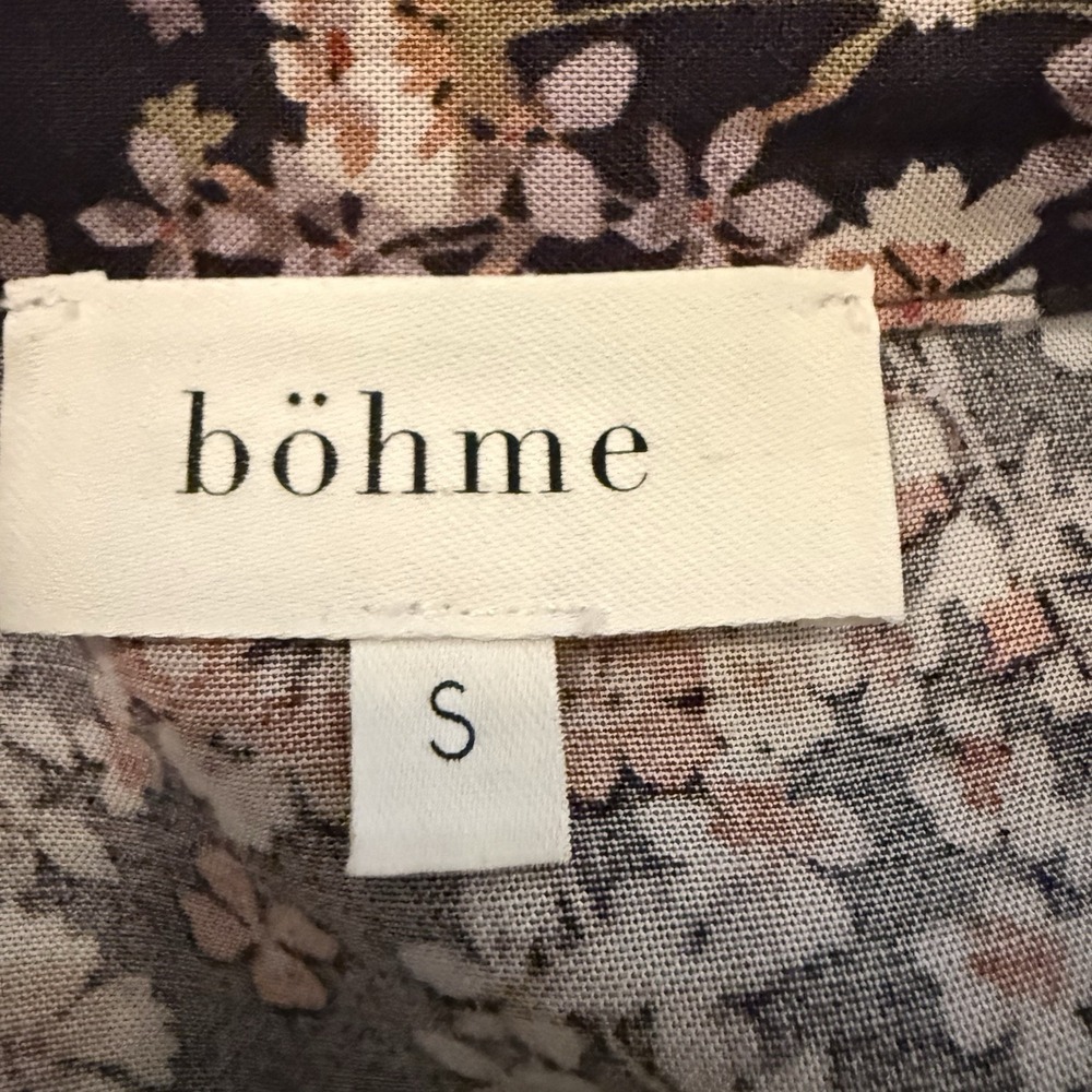 Bohme Floral Print 100% Rayon Long‎ Sleeve Button Down Boho Dress Small - Picture 9 of 10